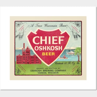 Chief Oshkosh Beer Retro Defunct Wisconsin Breweriana Posters and Art